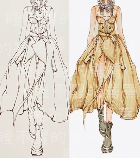 手绘服装设计稿|效果图 |款式图 |手绘 ...