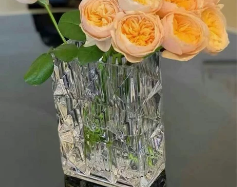 欧式水晶花瓶卢索扁方家居装饰品轻奢摆件插花...