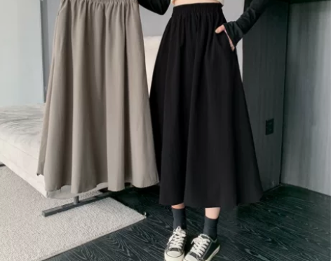 今年流行爆款黑色半身裙子女显瘦a字百褶长裙...