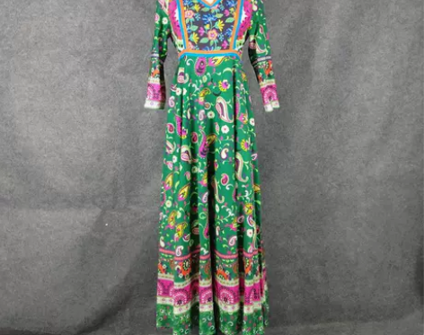 清仓串珠连衣裙七分袖波西米亚印度民族风阿伦...