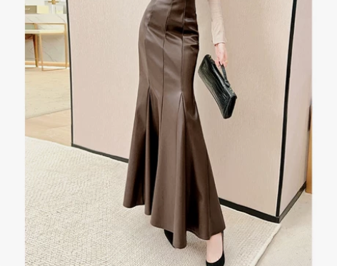 飞姐定制气质百搭PU皮半身裙2023年秋季...