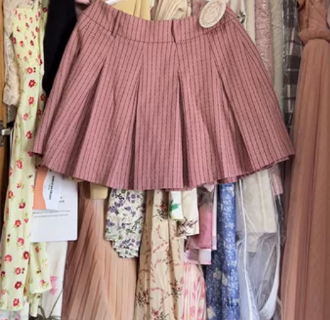 csk丘比特 玛格丽特 学院风条纹百褶裙伞...