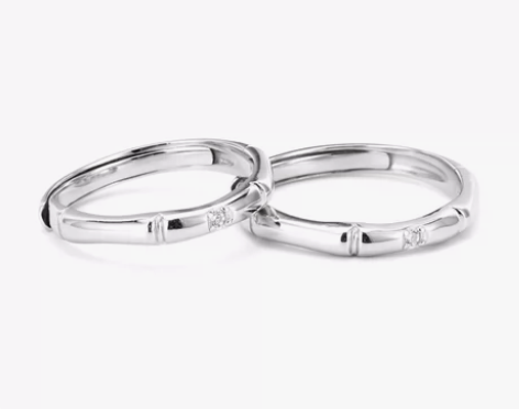 xxoff闪钻竹节情侣戒指ins小众轻奢简...