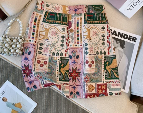 民族风复古刺绣半身裙女夏季新款气质高腰包臀裙薄款显瘦A字短裙...