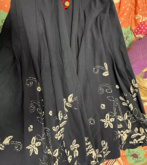 藏蓝色深蓝色水墨画长裙半身裙民族风 实物是...