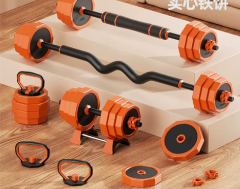 朗威哑铃 男士家用健身器材宿舍杠铃套装力量...