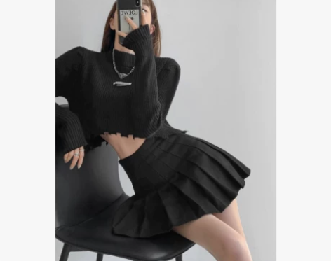 张小南NANNAN复古春秋季A字高腰百褶裙...