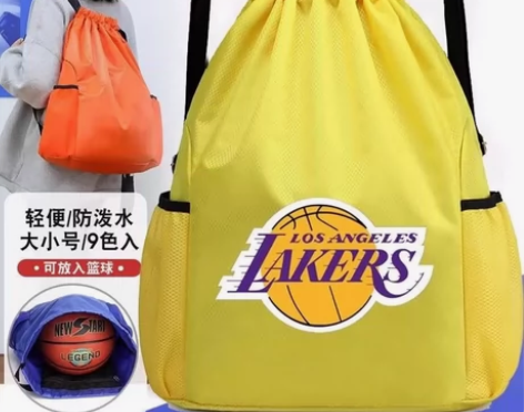 NBA湖人篮球包专用束口袋抽绳双肩包大容量...