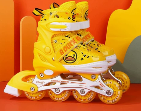B.DUCK小黄鸭儿童溜冰鞋全套装初学者小...