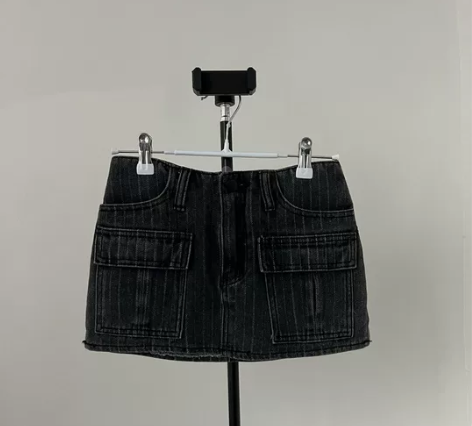 PPnotty 纯欲复古辣妹风水洗灰牛仔工...