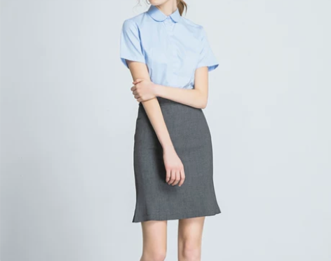灰色职业半身裙女a字工作裙夏气质西装裙高腰...