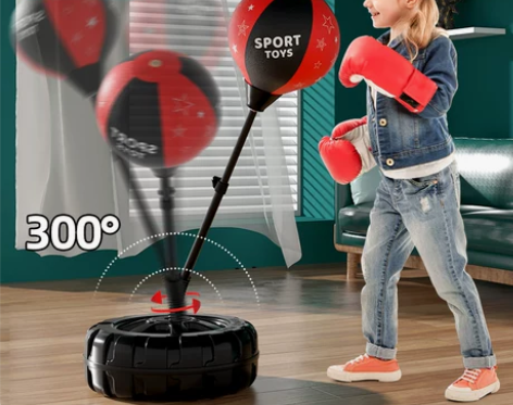 儿童学生拳击沙袋手套不倒翁立式训练器材小孩...