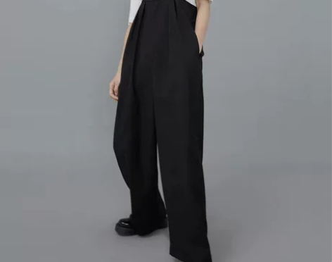 SALTHe原创设计超高腰黑色背带裤女显瘦...