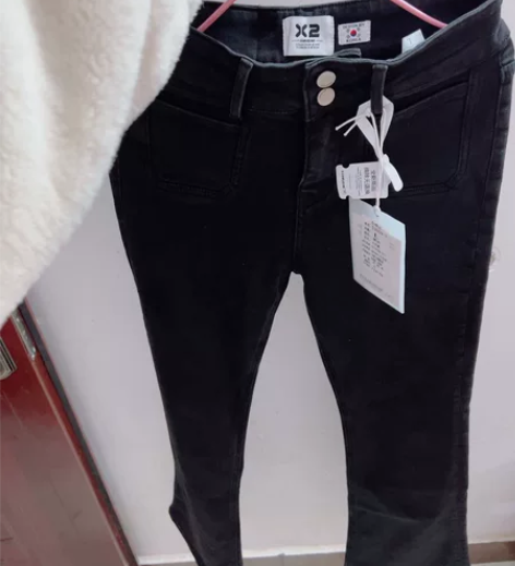 全新中码加厚磨毛牛仔喇叭长裤 送一条九分毛...