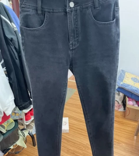 乐町 高腰牛仔裤 黑色 小脚裤 铅笔裤 ①...