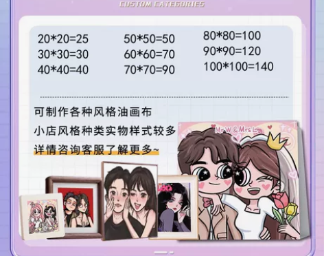 星蝶公主装饰画印刷手绘头像定制q版情侣卡通...