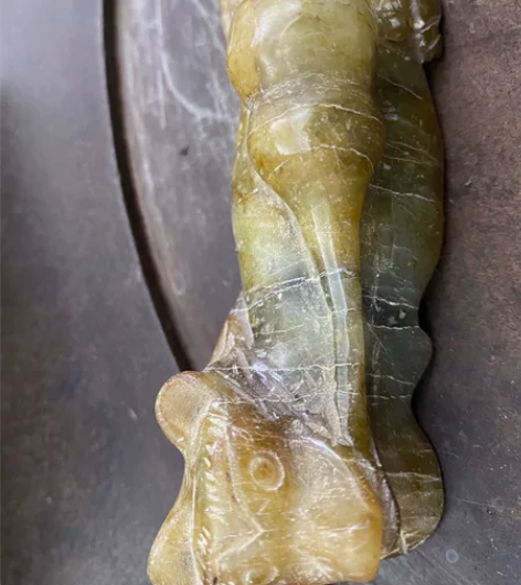 古玩高古玉古典玉雕摆件仿古岫玉手把件老玉收...