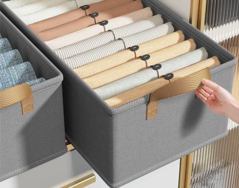 无印良品衣服收纳箱家用衣柜分层布艺棉麻衣物...