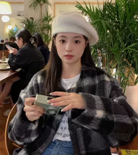 白色马海毛针织贝雷帽 尺码:54-58 仅...