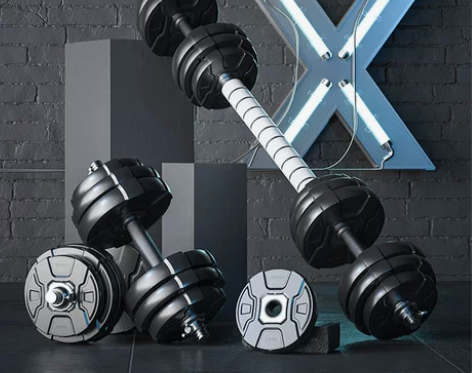 朗威哑铃男士家用健身可调节重量组合杠铃初学...