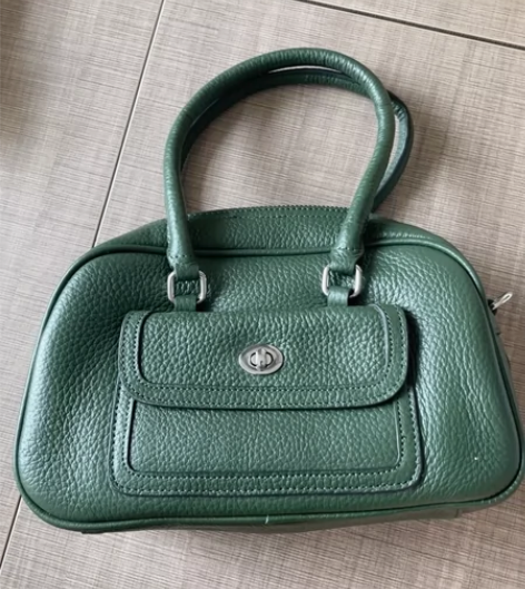 全新松石绿头层牛皮女包，可单肩可斜挎可手提...