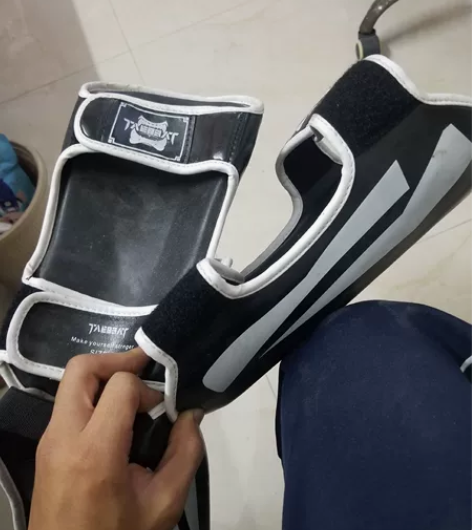 泰拳s码护腿散打搏击连脚背面护胫拳击加厚格...