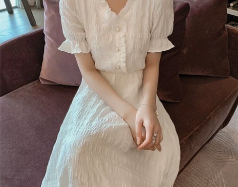 小懒猫智熏法式学生初恋中长款甜美桔梗港风气...