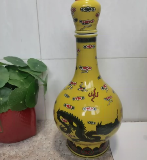 黄龙陶瓷酒瓶二手空酒瓶，客厅超市酒柜摆件样...