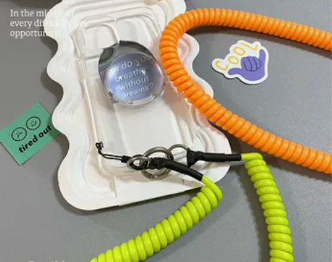 jnby同款挂绳水晶球手机壳手机挂绳荧光绿...