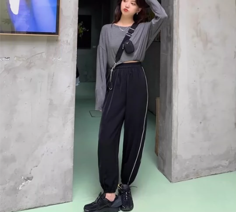 包邮 全新 运动裤 黑色 女 夏季 薄款 ...