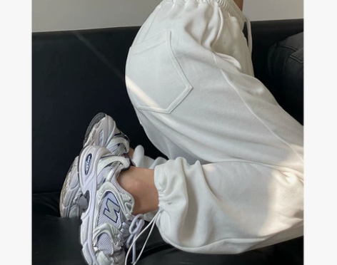 春秋灰色束脚运动裤女夏高腰宽松显瘦阔腿直筒...