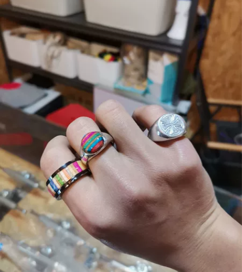 旧滑板改造。银925戒指圈口可调大小 滑板...