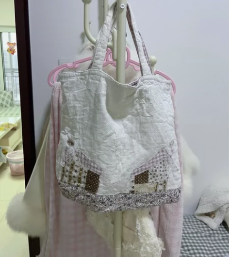 古着拼布手提包，默认微瑕不退不换 有明显使...