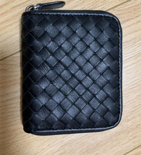 ?新款欧美羊皮编织钱包女士短款手拿包真皮钱...