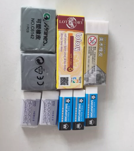 橡皮 两块可塑橡皮一块老人头一块马利三块樱...