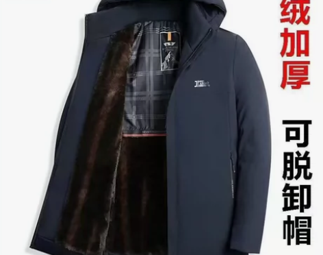 啄木鸟羽绒棉服仿金貂绒派克服爸爸中年商务男...