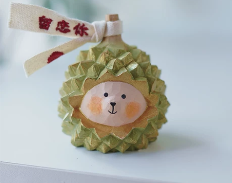 Joe/榴莲小熊小木雕金枕榴莲可爱桌面摆件...