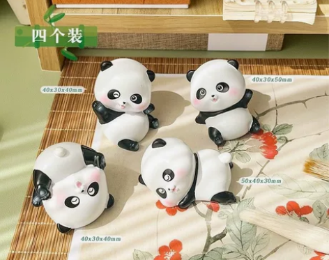 可爱熊猫客厅办公室桌面摆件ins风创意房间...