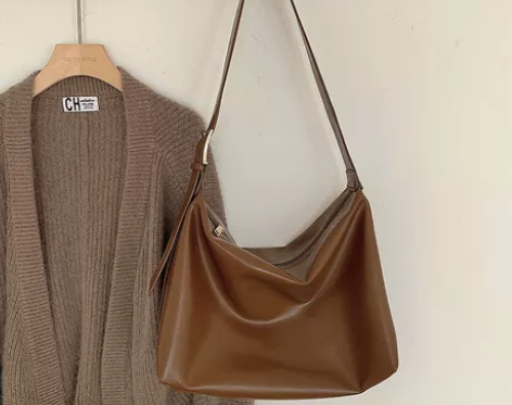 韩版百搭包包软塌极简风单肩包大包2023新...