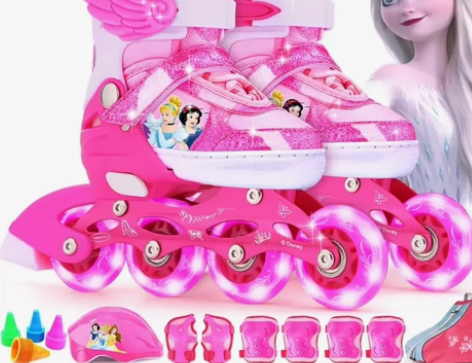 迪士尼儿童溜冰鞋，正品旱冰鞋，男女初学者直...