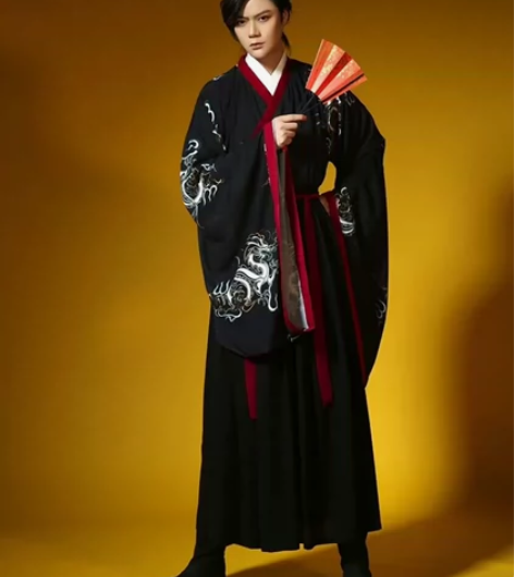 如梦霓裳龙吟男装汉服交领龙吟大袖套装 正品...