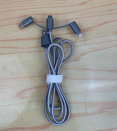 手机充电线 三头 苹果安卓通用 编织数据线...