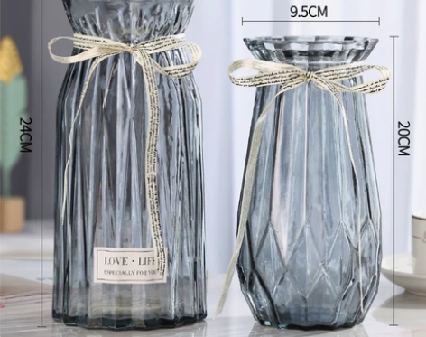 【二件套】欧式玻璃花瓶透明彩色水培植物花瓶...