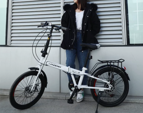 凤凰折叠自行车男女儿童20寸学生休闲轻便超...