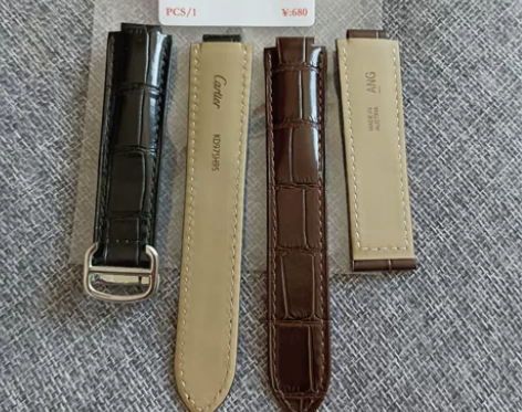适配卡地亚蓝气球表带真皮男女款折叠扣原装牛...
