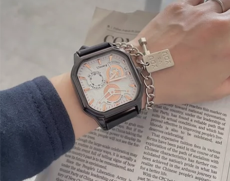 男士手表ins高颜值学生党方形石英表潮流大...