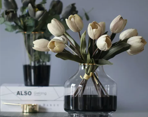 INS风轻奢风北欧风黑白玻璃花瓶样板间客