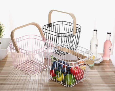 宜家家居厨房浴室收纳篮瑞沙托篮子铁艺手提置...