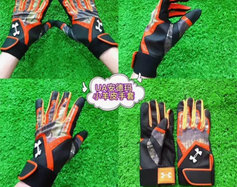 棒球手套打击手套小羊皮压纹黑桔色新品手套 ...