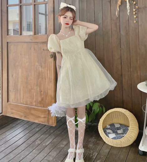 法式奶油黄小个子连衣裙高级感蝴蝶结公主仙女...